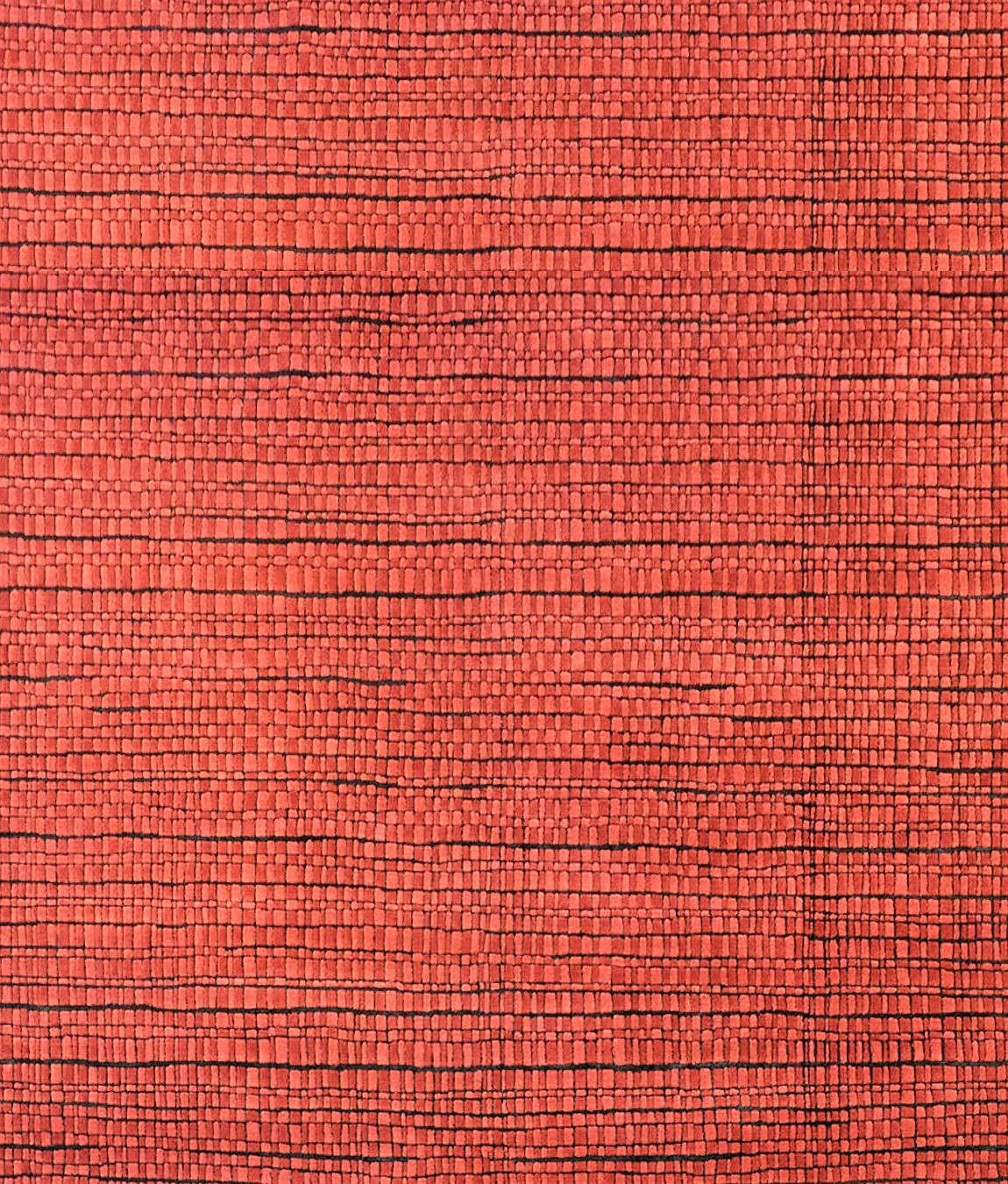 Teppich "Grid" - 140/190 cm, Hellrot/Schwarz